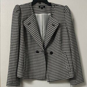 DKNY Women's Black and White Houndstooth Blazer
